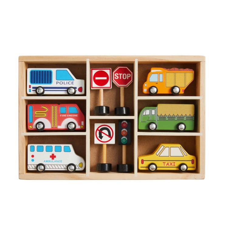 Boxed Wood Car Set