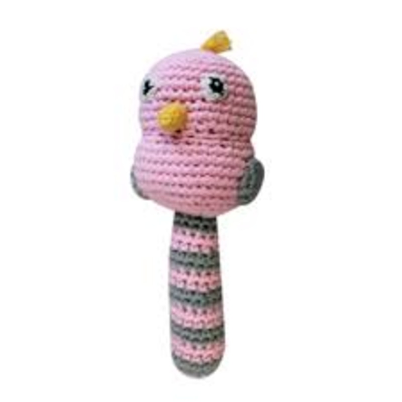 Bird Sticks Pink 6" Rattle