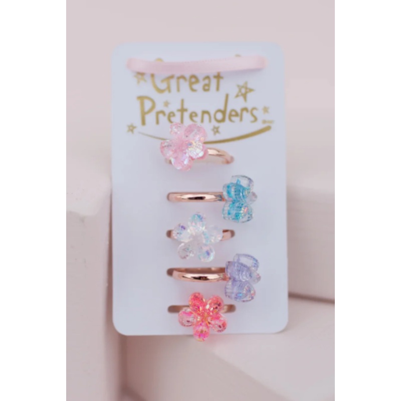 Boutique Shimmer Flower Rings Set