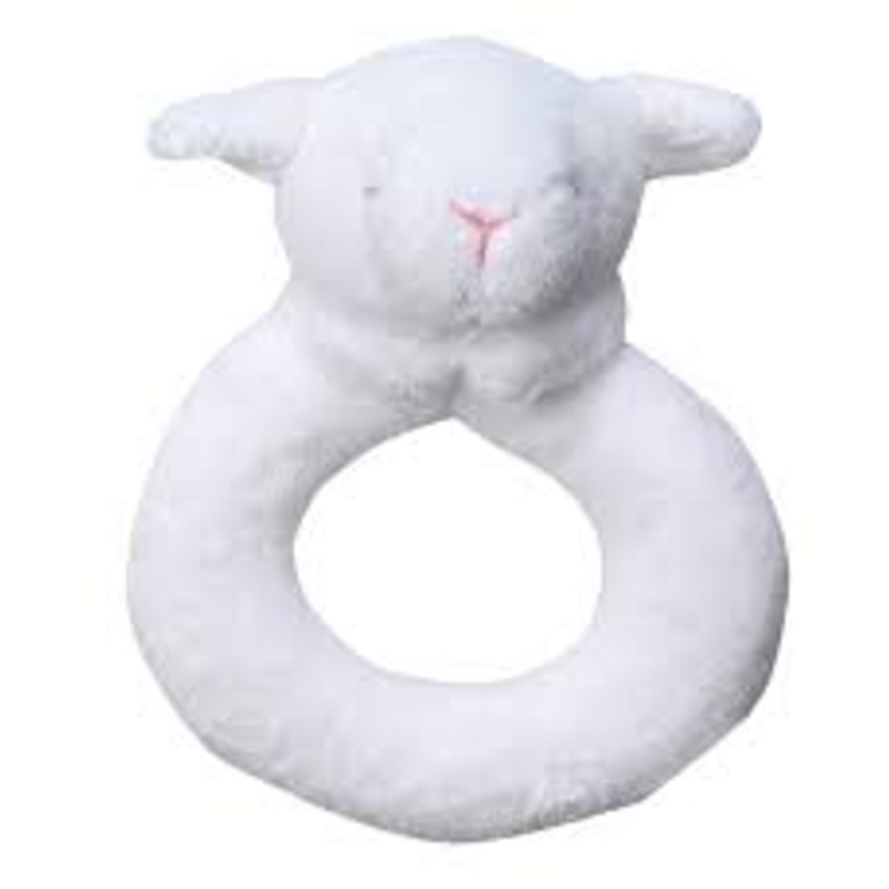 White Lamb Ring Rattle