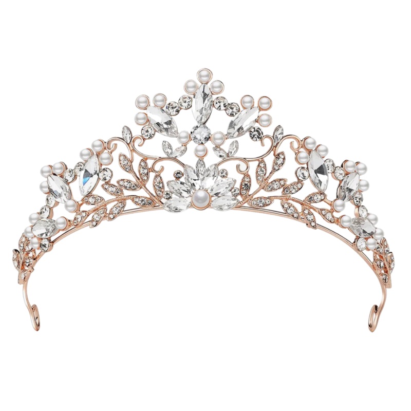 Wedding Tiara For Brides - Rose Gold - Crystal