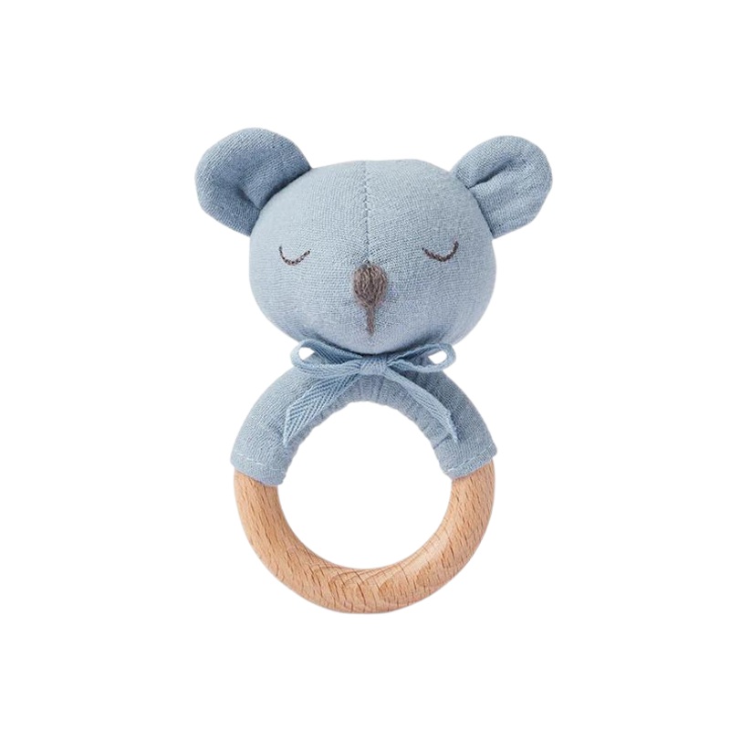 Blue Muslin Ring Rattle