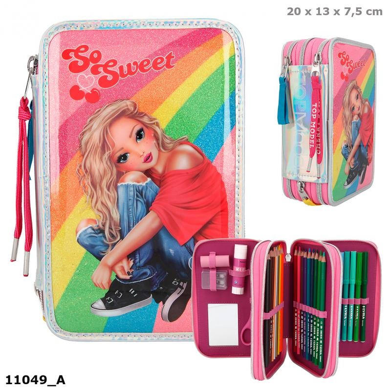 TOPModel Triple Filled Pencil Case - Cherry Bomb
