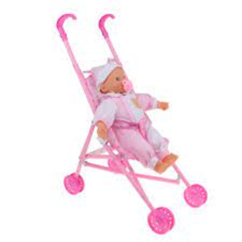Baby Doll with Pink Stroller
