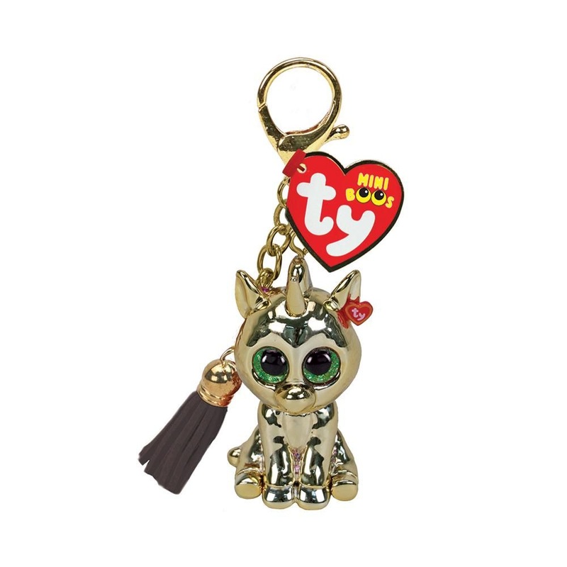 TY Mini Boos Keyring - Gold Unicorn