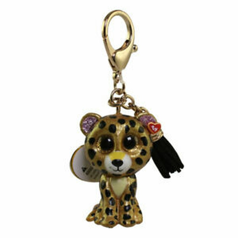 TY Mini Boos Keyring - Sterling Leopard