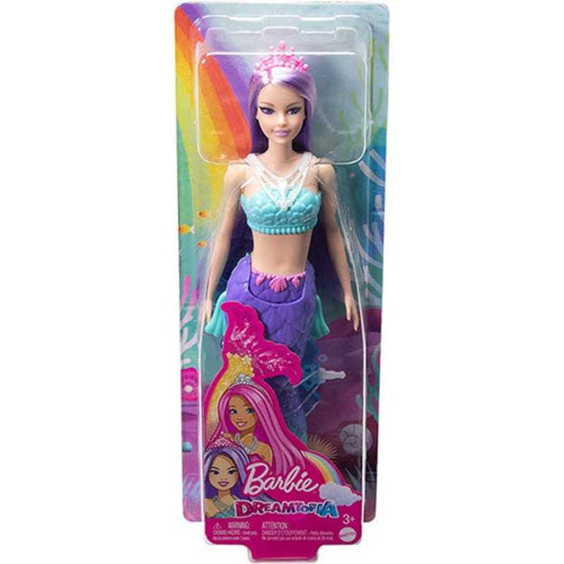 Barbie Mermaid With Purple Hair and Pink Crown