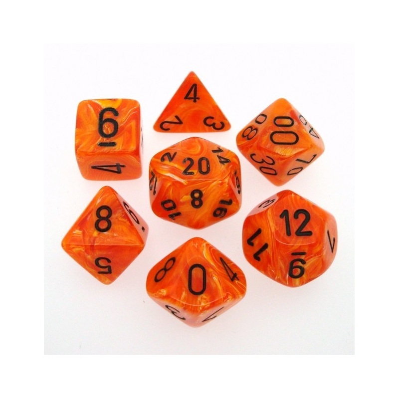 Vortex Orange/Black Polyhedral 7-Die Set