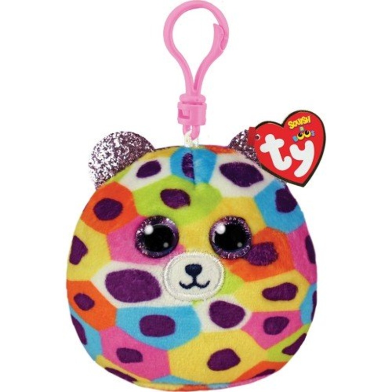 TY Squishy Beanies Key Clip - Giselle Leopard